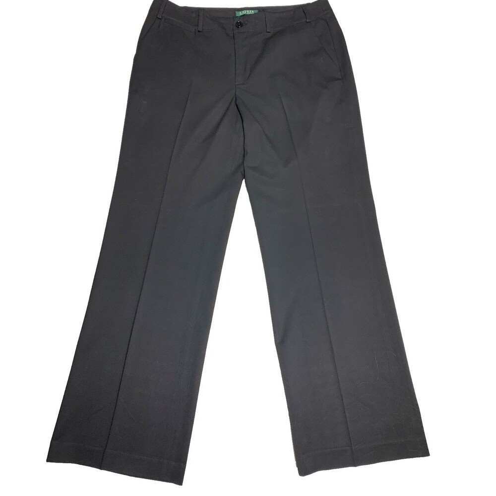 Lauren Ralph Lauren Sanderson Black Wide Leg Trousers Work Dress Pants Womens 12